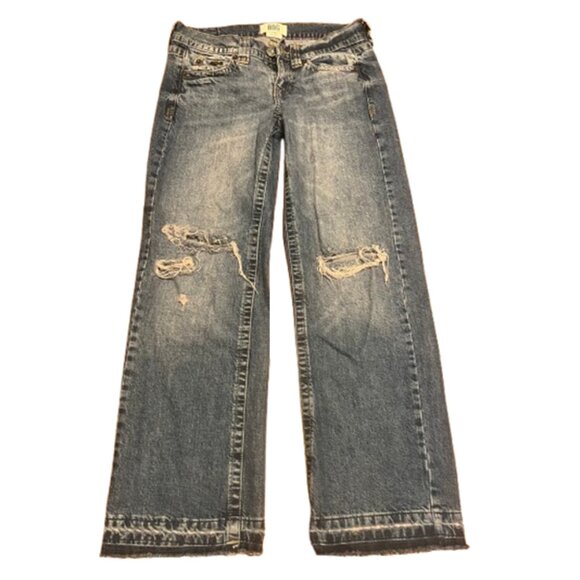 Kayla Destructed Low-Rise Wide Leg Distressed Ripped Jeans - Picture 2 of 8